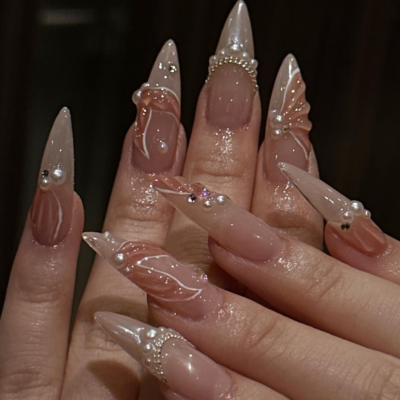Nail Art French - 24pcs Fashion Rhinestone Press on Nails
