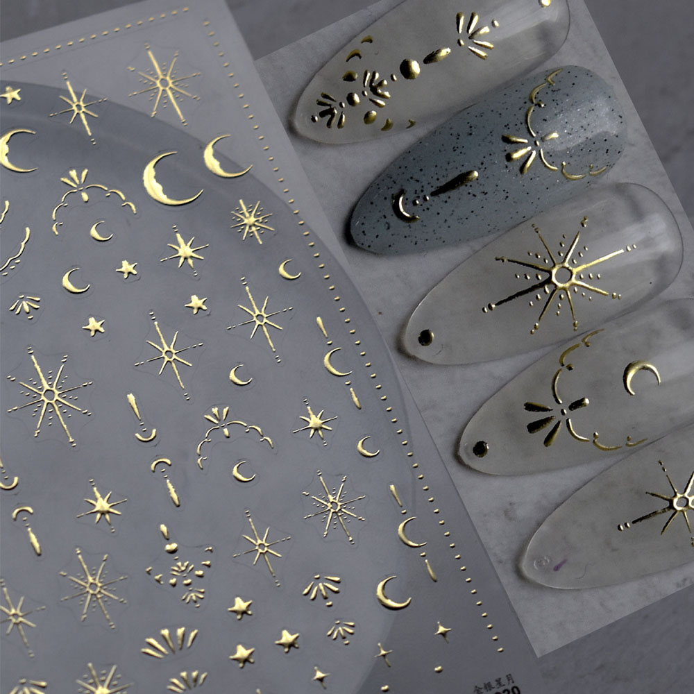Nail Art Gold - 3D Gold Sun/Moon/Star Bronzing Nail Art