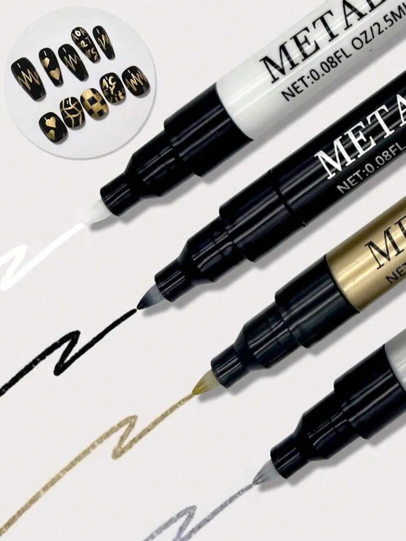 Nail Art Gold - 0.8mm 1PC Nail Art Pen, White