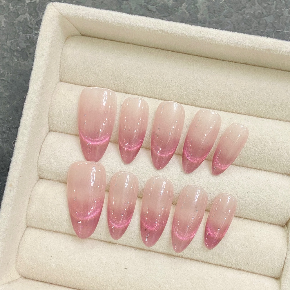 Handmade Almond Press on Nails - Nail Art French recension och pris
