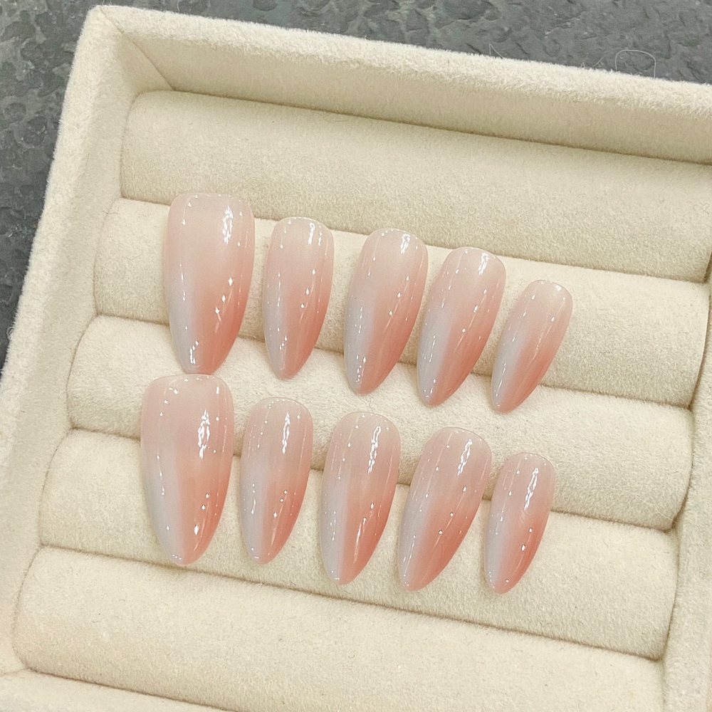 Handmade Almond Press on Nails - Nail Art French recension och pris