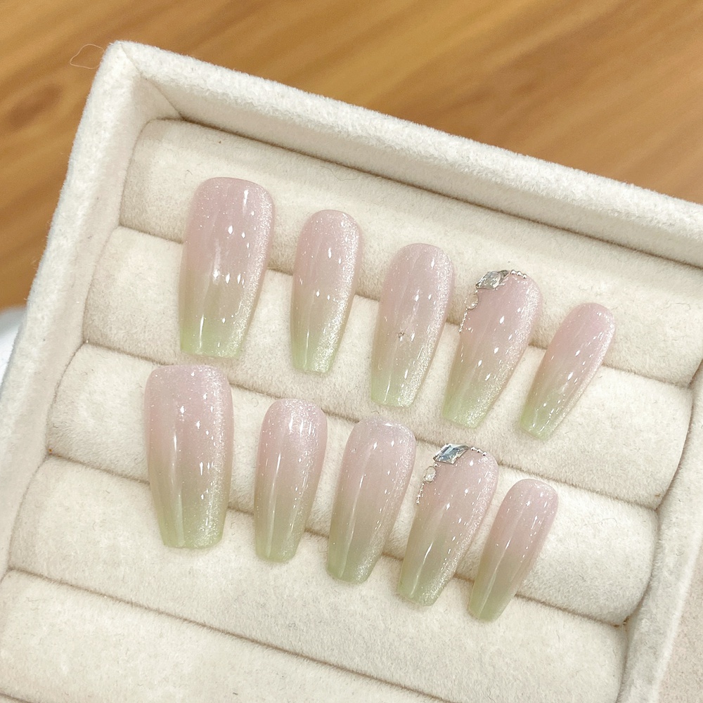 Handmade Almond Press on Nails - Nail Art French recension och pris