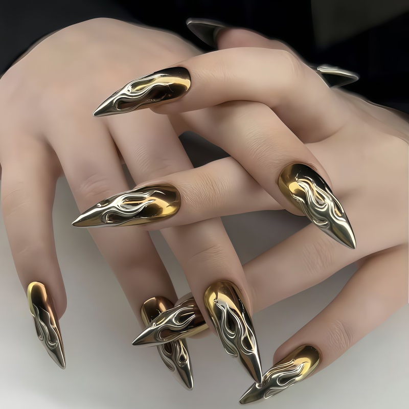 24PCS 3D Chrome Silver Gold Fl - Nail Art Gold recension och pris