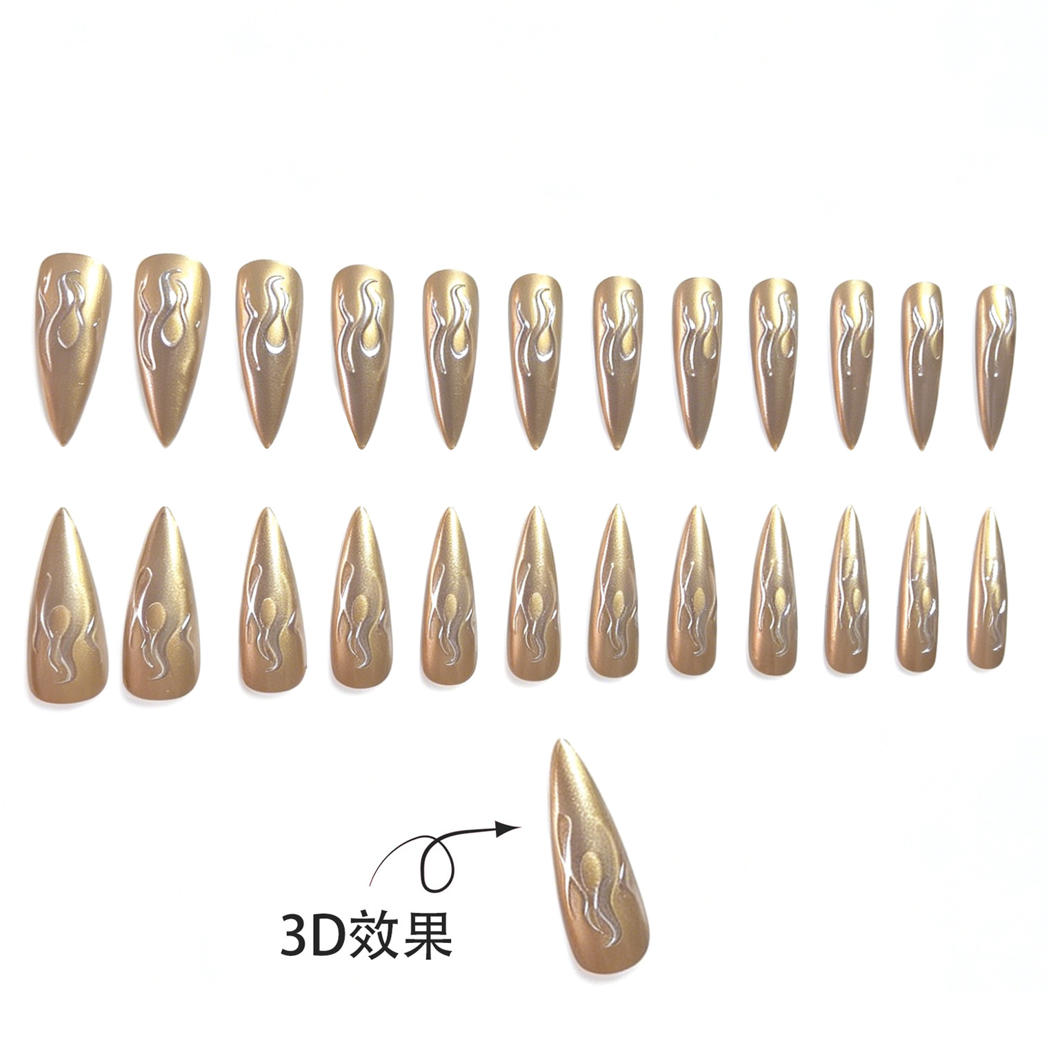 24PCS 3D Chrome Silver Gold Fl - Nail Art Gold recension och pris