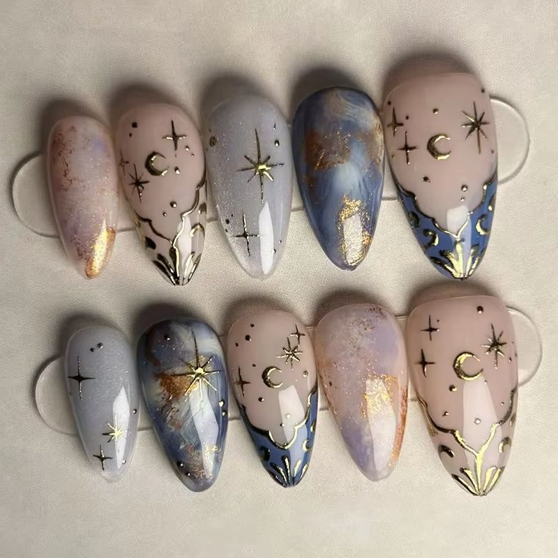 24Pcs Short Almond Nails Set F - Nail Art French recension och pris
