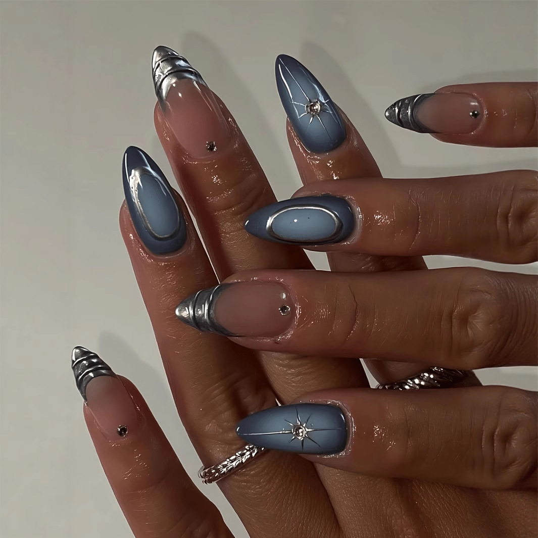 24Pcs Short Almond Nails Set F - Nail Art French recension och pris