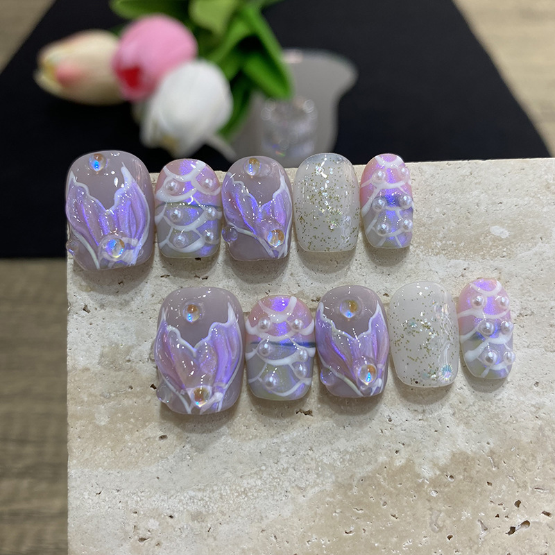 10pcs Butterfly Flower Fake Na - Nail Art French recension och pris