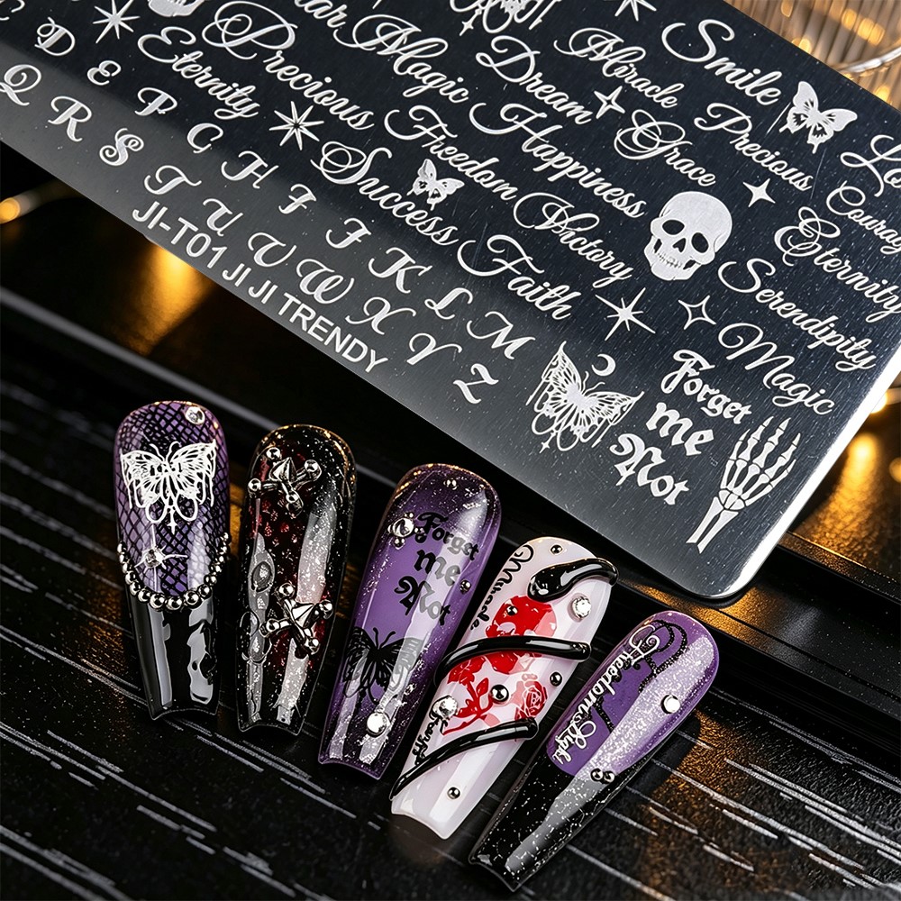3D Skeleton Skull Butterfly Ha - Nail Art Vintage recension och pris