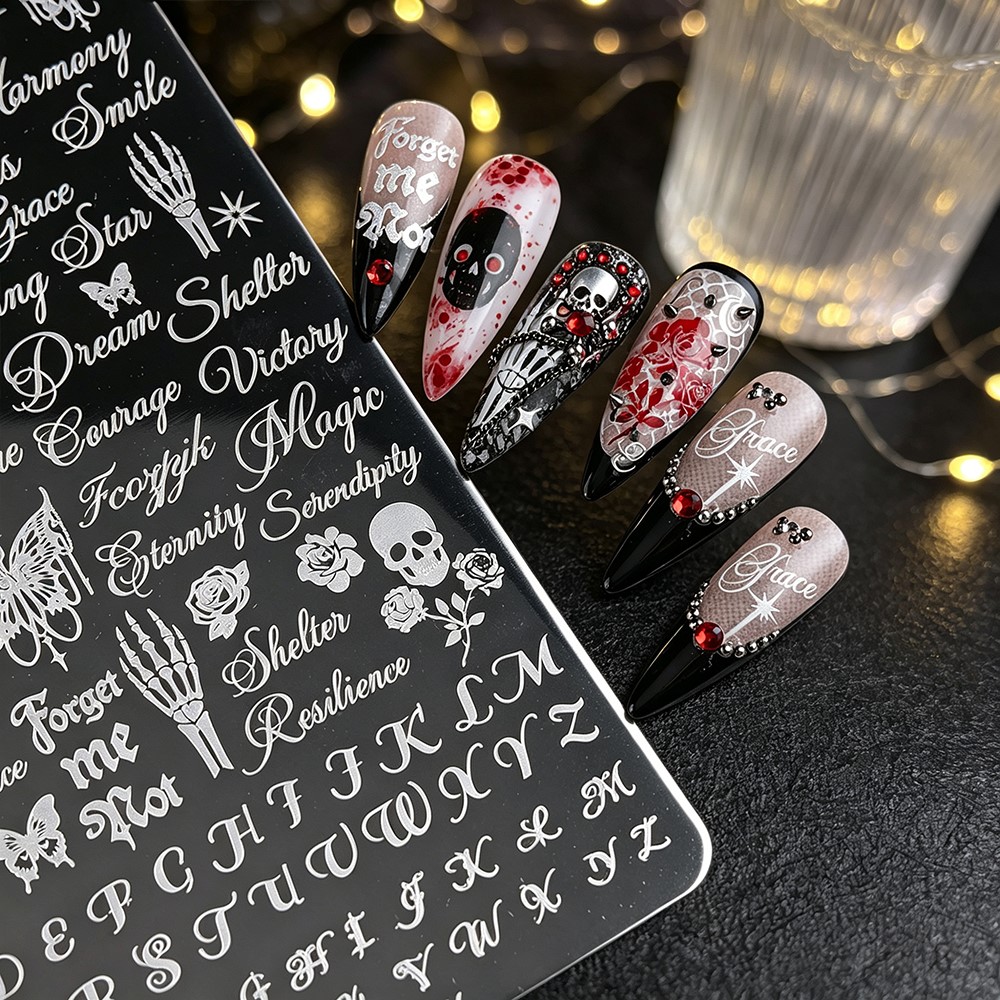 3D Skeleton Skull Butterfly Ha - Nail Art Vintage recension och pris