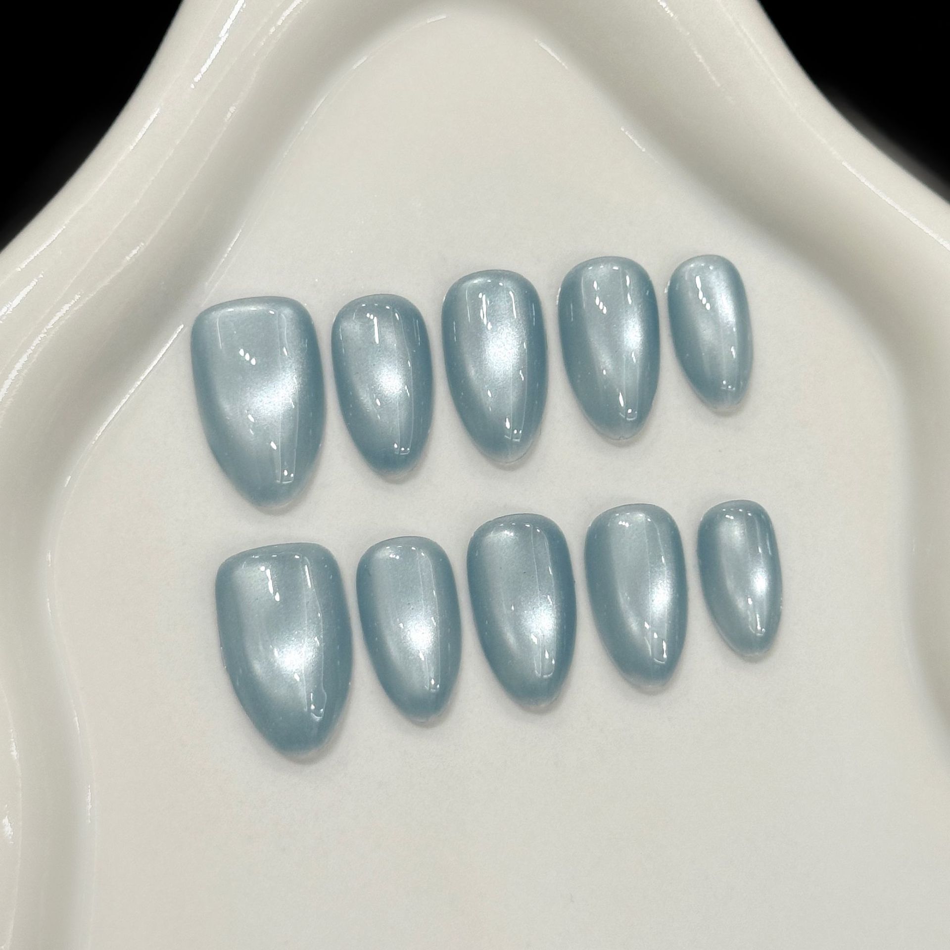 10Pcs Blue Cat Eye French Shor - Nail Art French recension och pris