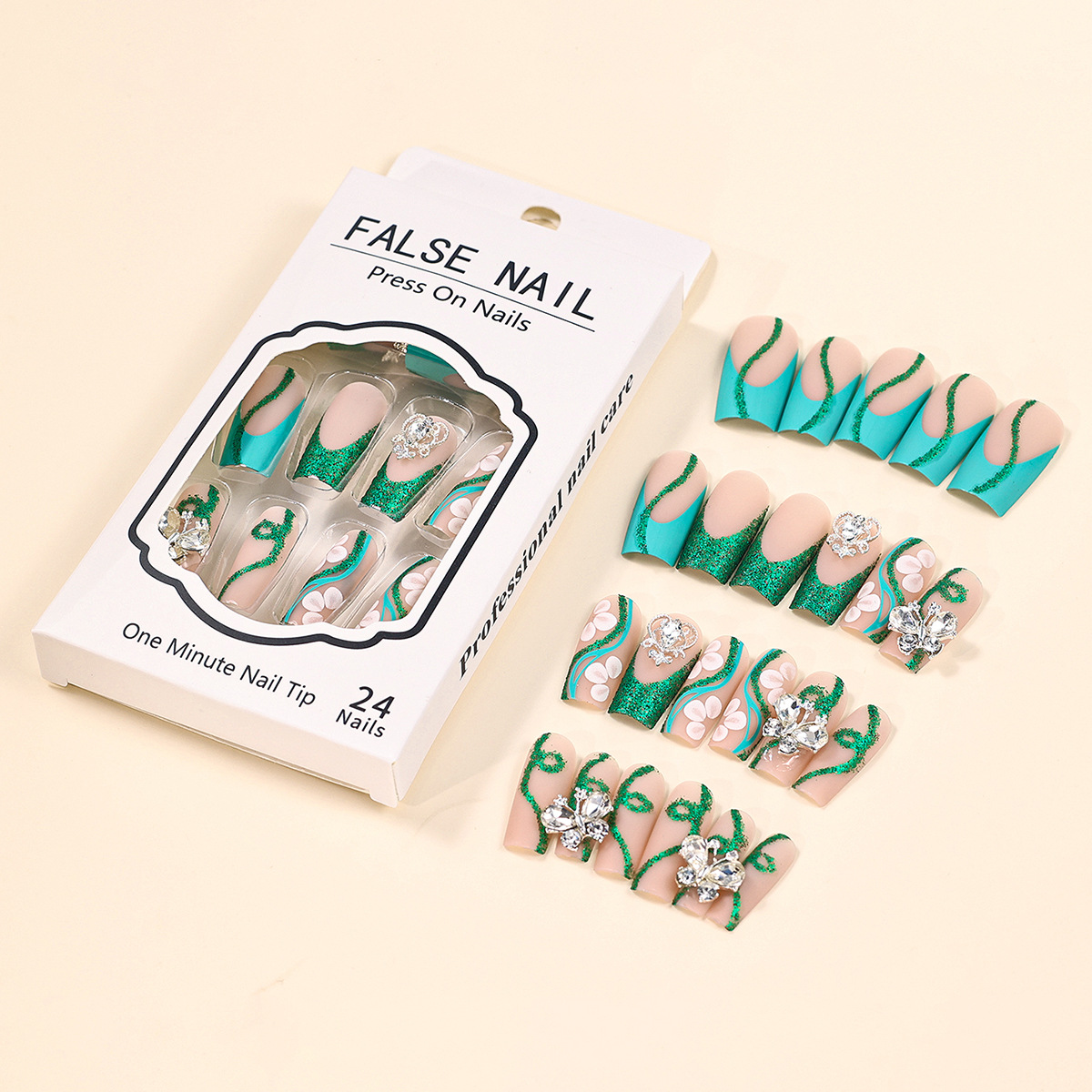 Long Coffin Press on Nails Bal - Nail Art French recension och pris