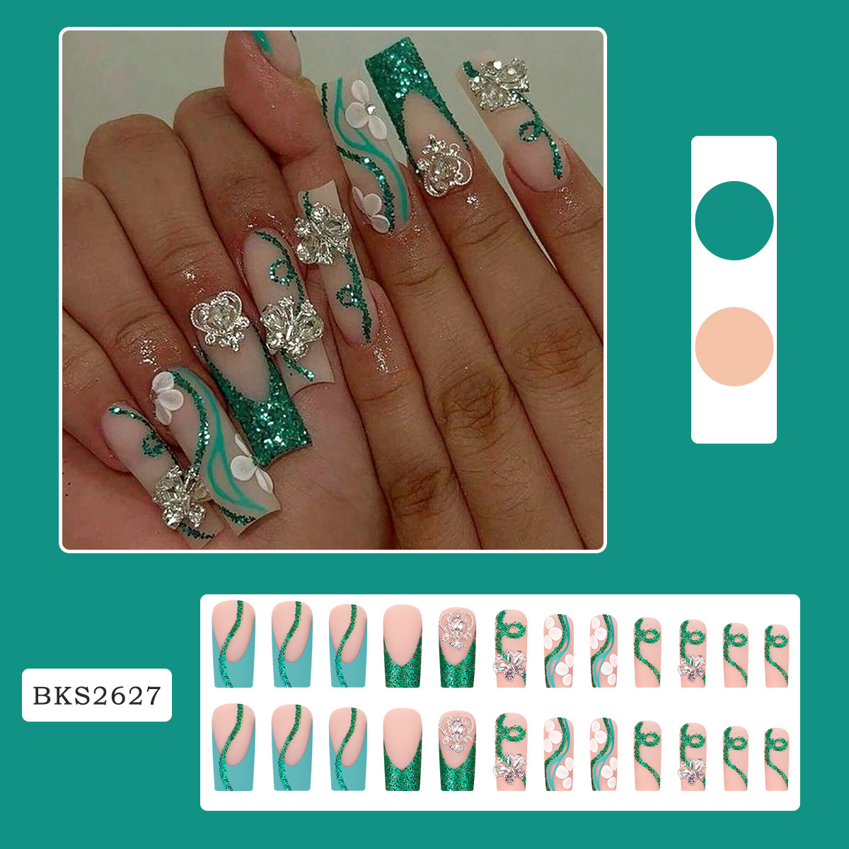 Long Coffin Press on Nails Bal - Nail Art French recension och pris