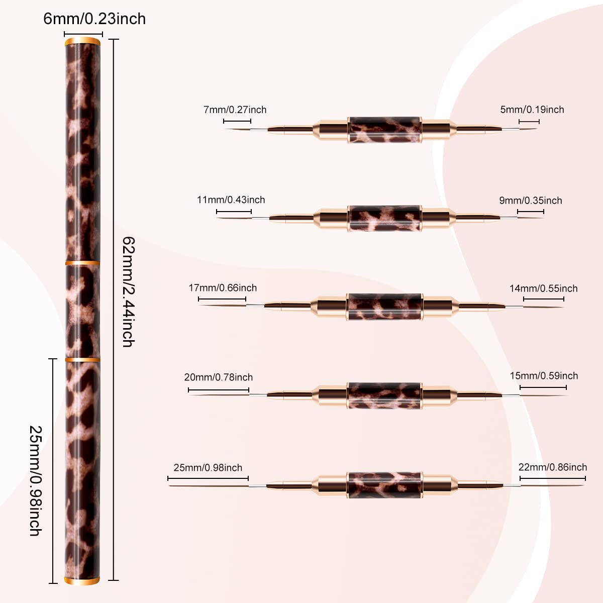 Liner Brush for Nails,5Pcs Dou - Nail Art Rame recension och pris