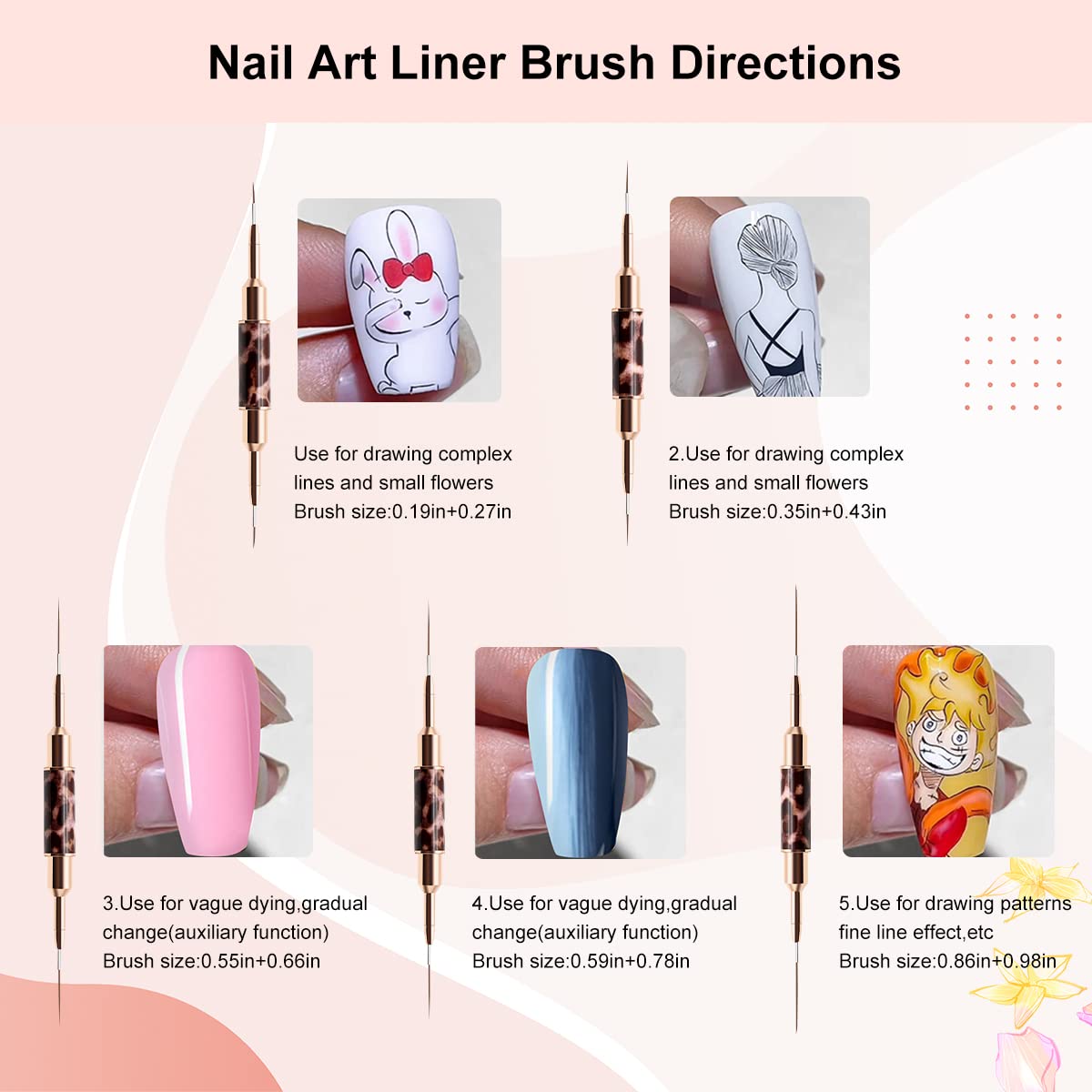 Liner Brush for Nails,5Pcs Dou - Nail Art Rame recension och pris