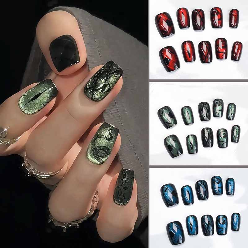 10Pcs Dark Style Cool Wind Pea - Nail Art Emerald Blue recension och pris