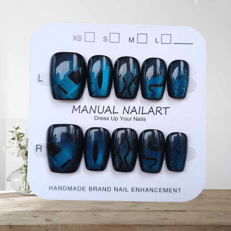 10Pcs Dark Style Cool Wind Pea - Nail Art Emerald Blue recension och pris