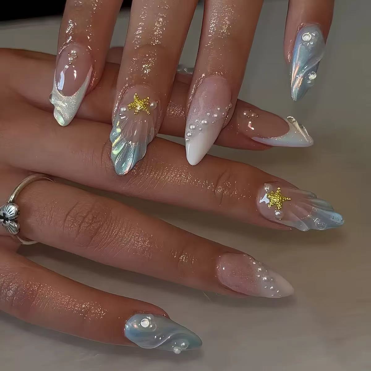 24pcs Short Oval 3D Gel Nail S - Nail Art French recension och pris