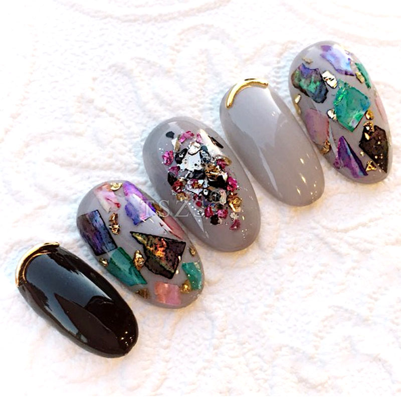 TSZS 200pcs Short Medium Oval  - Nail Art Navy recension och pris