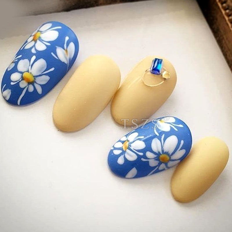 TSZS 200pcs Short Medium Oval  - Nail Art Navy recension och pris