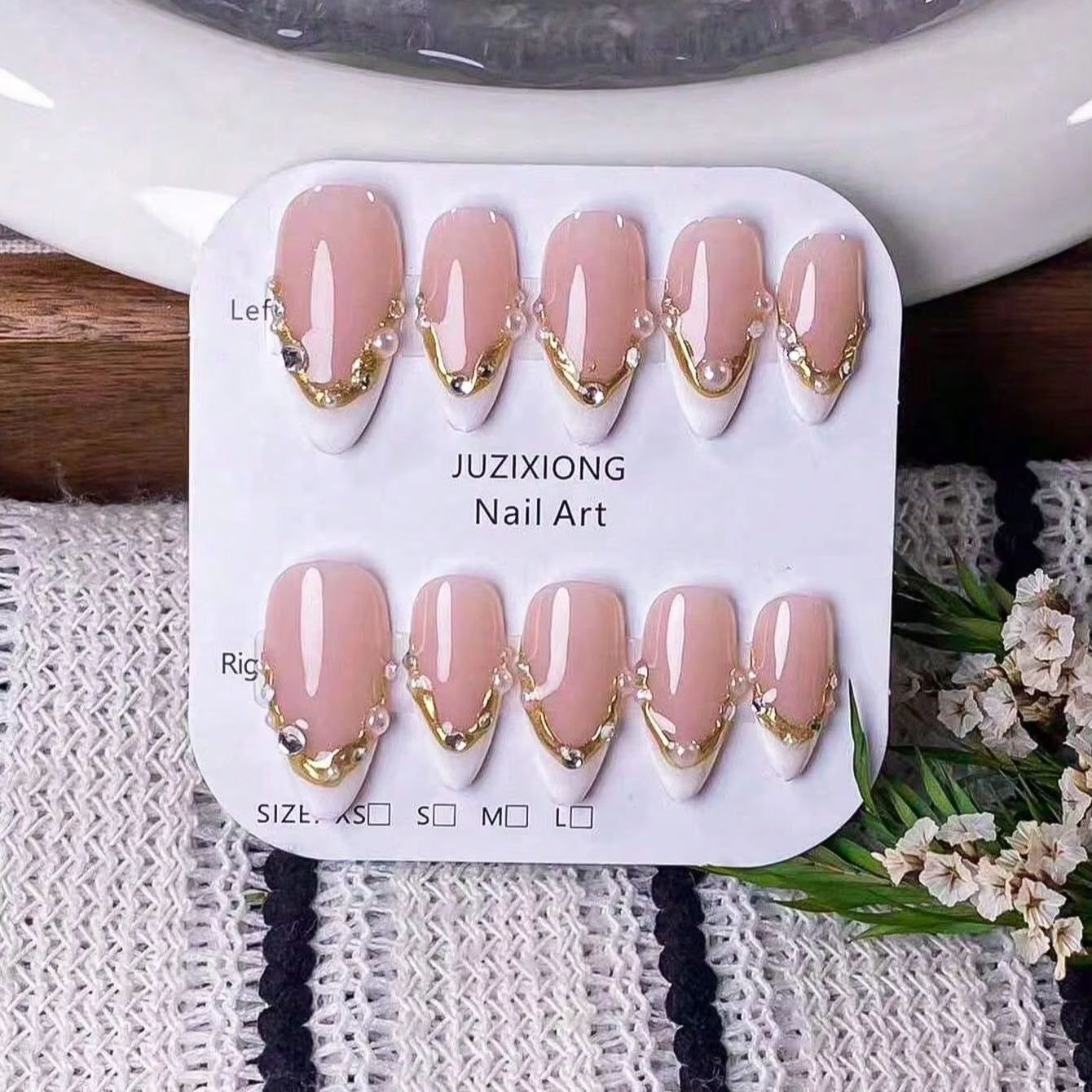 10 Pieces of Handmade Almond-S - Nail Art French recension och pris