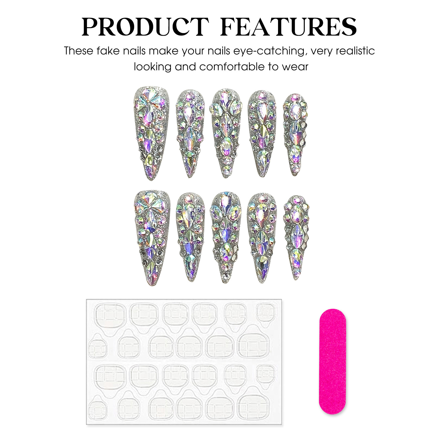 10pcs Handmade Press On Nails  - Nail Art French recension och pris