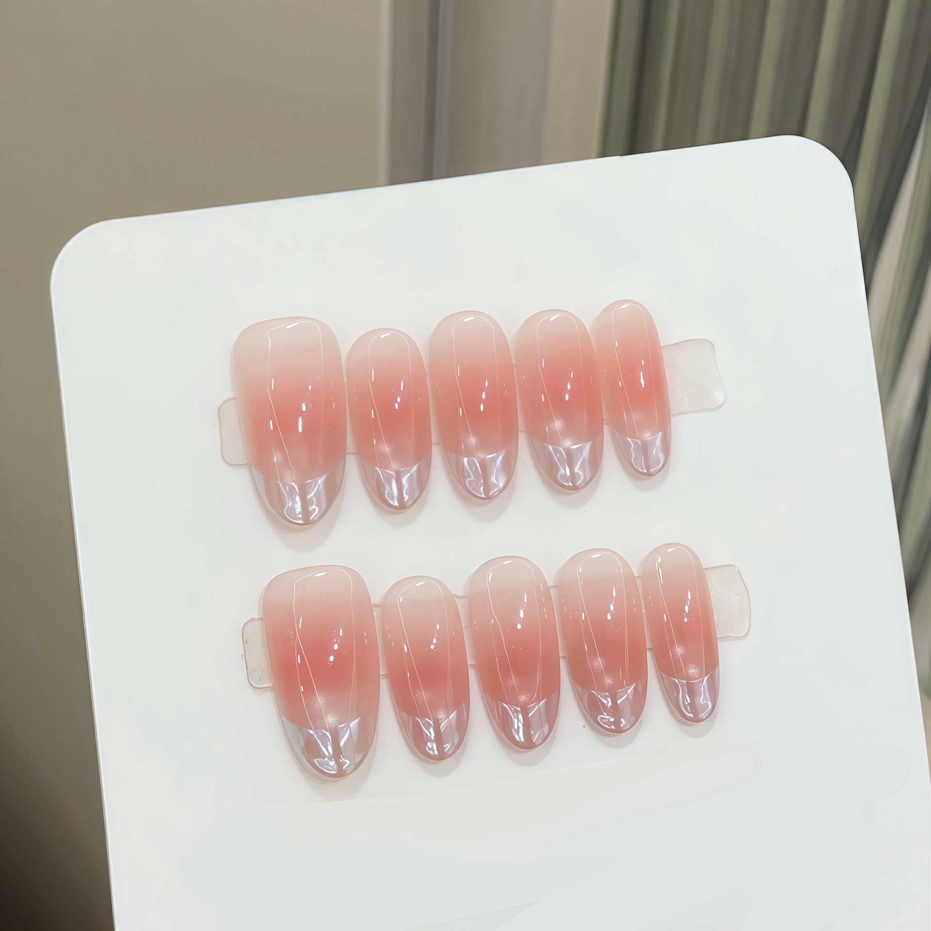 10pcs Pure Hand Pressed Oval N - Nail Art French recension och pris